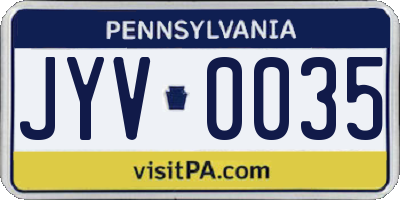PA license plate JYV0035