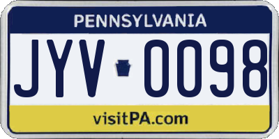PA license plate JYV0098