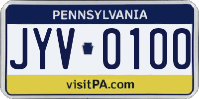 PA license plate JYV0100