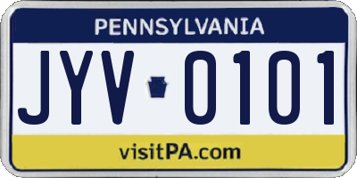 PA license plate JYV0101