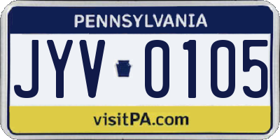 PA license plate JYV0105