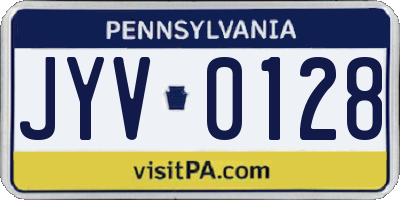 PA license plate JYV0128