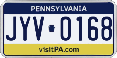 PA license plate JYV0168