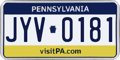 PA license plate JYV0181