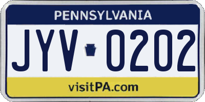 PA license plate JYV0202