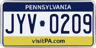 PA license plate JYV0209