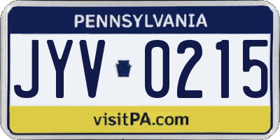PA license plate JYV0215
