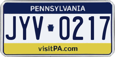 PA license plate JYV0217