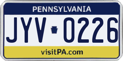 PA license plate JYV0226