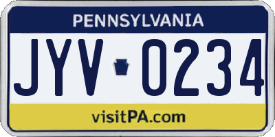 PA license plate JYV0234