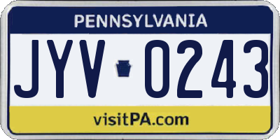 PA license plate JYV0243