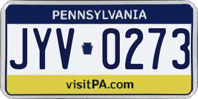 PA license plate JYV0273