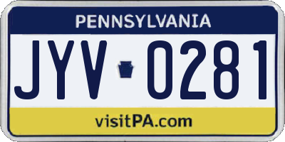 PA license plate JYV0281