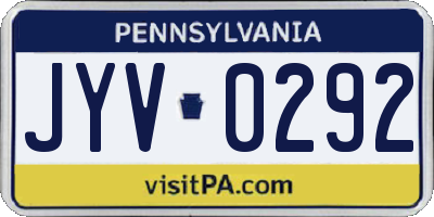 PA license plate JYV0292