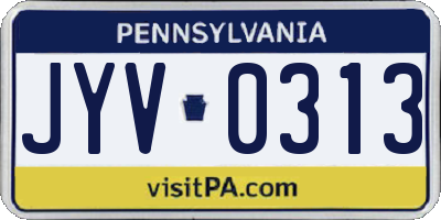 PA license plate JYV0313