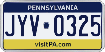 PA license plate JYV0325