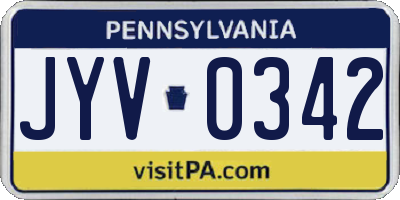 PA license plate JYV0342