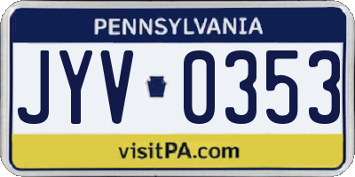 PA license plate JYV0353