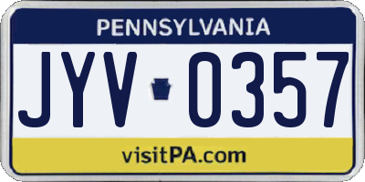 PA license plate JYV0357