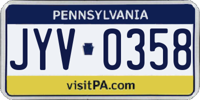 PA license plate JYV0358