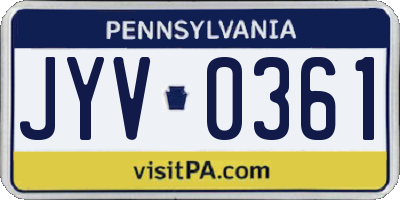 PA license plate JYV0361