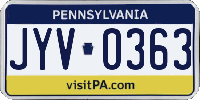PA license plate JYV0363