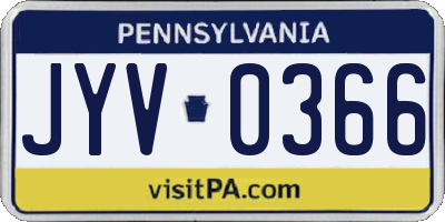 PA license plate JYV0366