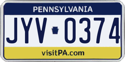 PA license plate JYV0374