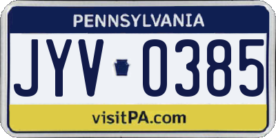 PA license plate JYV0385