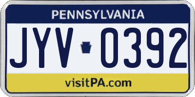 PA license plate JYV0392