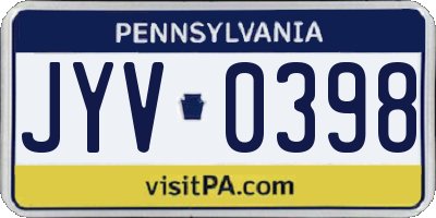 PA license plate JYV0398