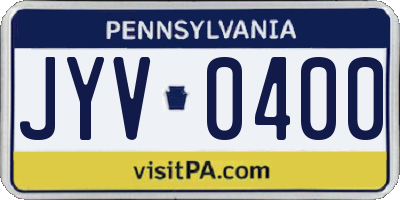 PA license plate JYV0400