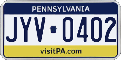 PA license plate JYV0402