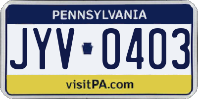 PA license plate JYV0403