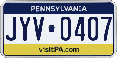 PA license plate JYV0407