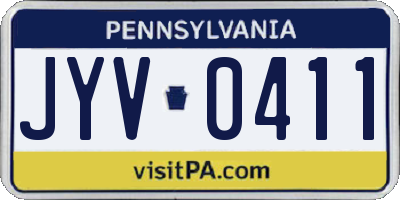 PA license plate JYV0411