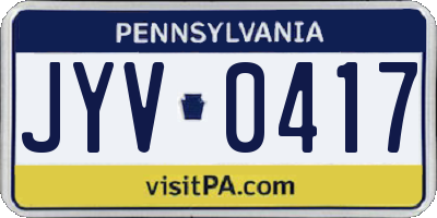 PA license plate JYV0417