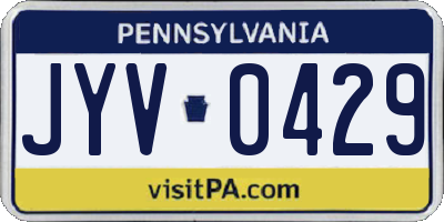 PA license plate JYV0429