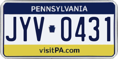 PA license plate JYV0431