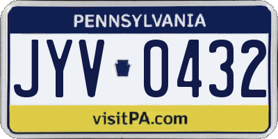 PA license plate JYV0432