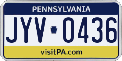 PA license plate JYV0436