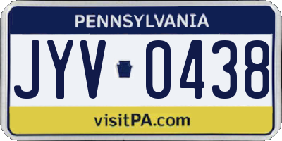 PA license plate JYV0438
