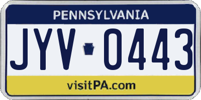 PA license plate JYV0443