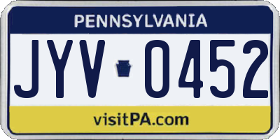PA license plate JYV0452
