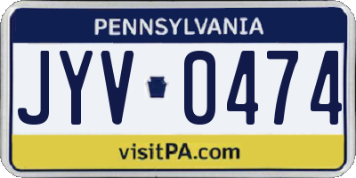 PA license plate JYV0474