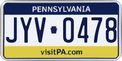 PA license plate JYV0478