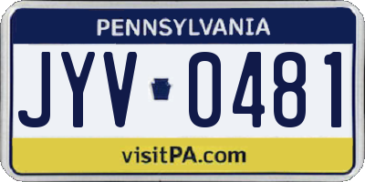 PA license plate JYV0481