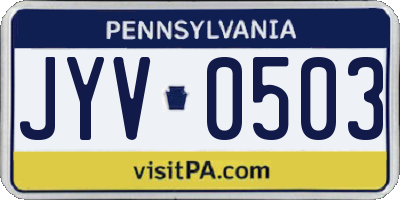 PA license plate JYV0503