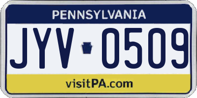 PA license plate JYV0509