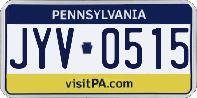 PA license plate JYV0515